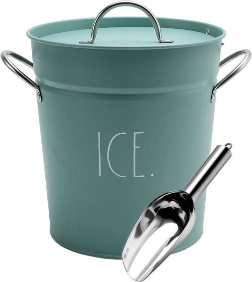 Stainless Steel Ice Bucket with Lid & Scoop, 4 Qt, Sage