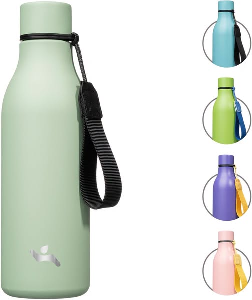 18 oz Insulated Stainless Steel Water Bottle with Strap