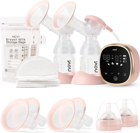 Electric Double Breast Pump, Portable, 4 Modes, 9 Levels, Anti-Backflow, Rechargeable & Quiet