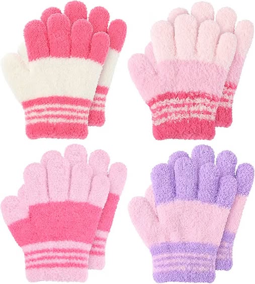 40% 0FF 4-Pair Kids' Warm Stretchy Winter Gloves for Boys & Girls