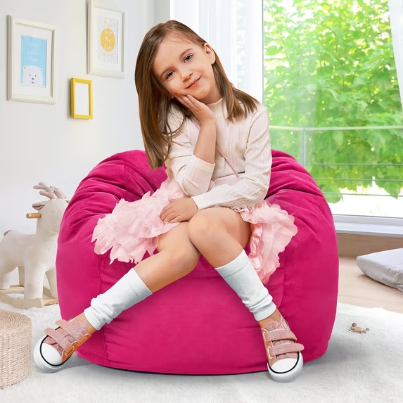 2.5FT Bean Bag Chair with Memory Foam Filling & Washable Cover, Pink