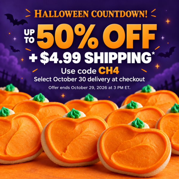 Halloween countdown is ON! adorable pumpkin cookies with up to 50% OFF + $4.99 shipping!