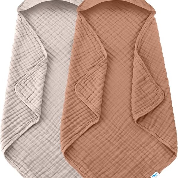 Amazon Limited Time Deal  Muslin Hooded Baby Bath Towels - 2 Pack